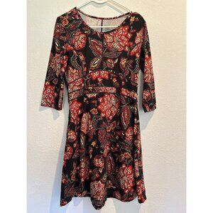 Title Nine MEDIUM Paisley Floral Dream Travel Fit Flare Dress Pocket